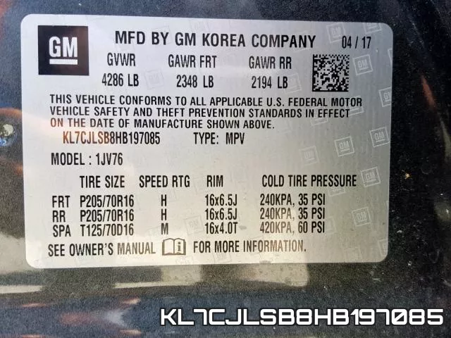 KL7CJLSB8HB197085 фото 2