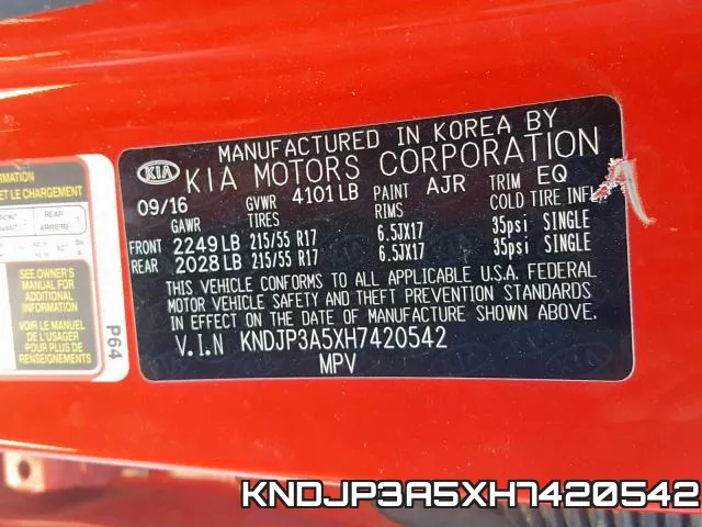 KNDJP3A5XH7420542 фото 2