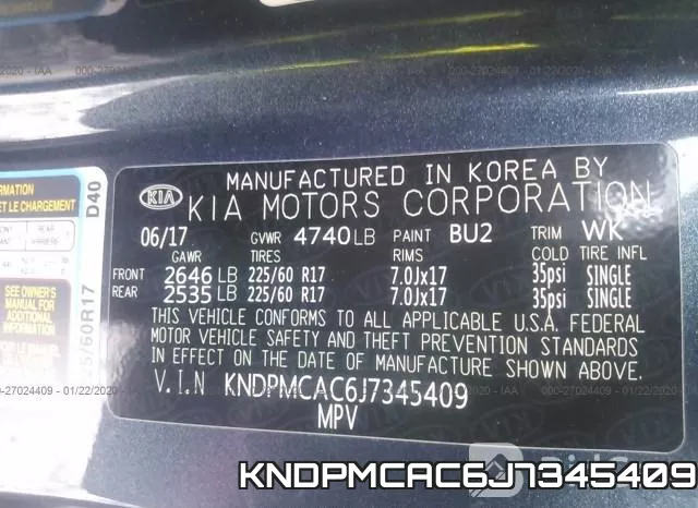 KNDPMCAC6J7345409 фото 10