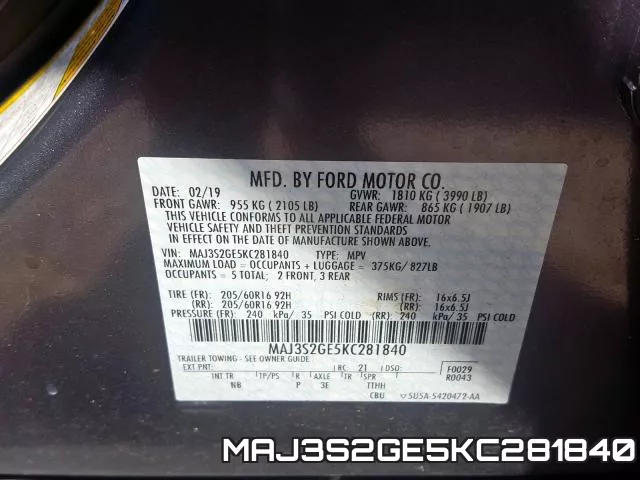 MAJ3S2GE5KC281840 фото 2