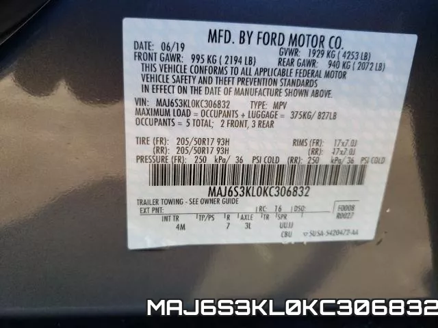 MAJ6S3KL0KC306832 фото 2