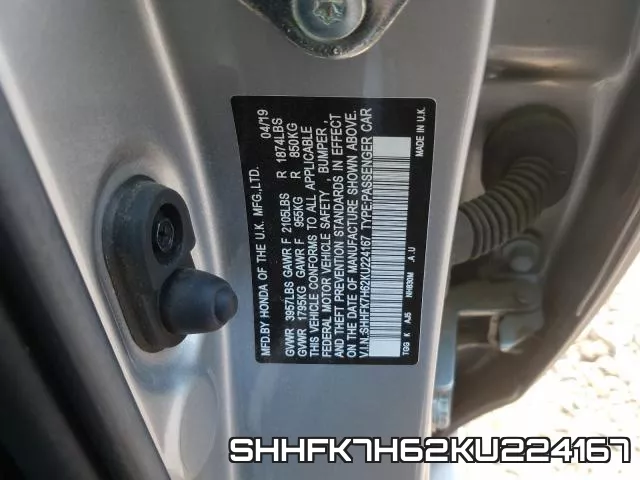 SHHFK7H62KU224167 фото 2