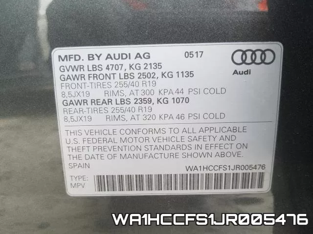 WA1HCCFS1JR005476 фото 2