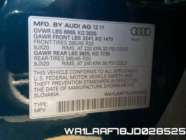 WA1LAAF78JD028525 фото 2