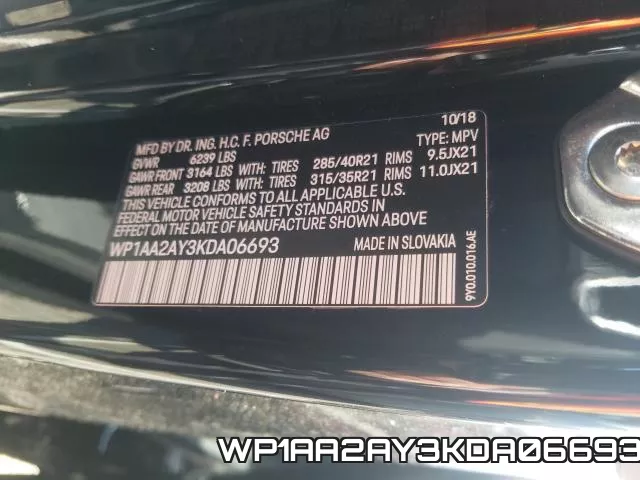 WP1AA2AY3KDA06693 фото 2