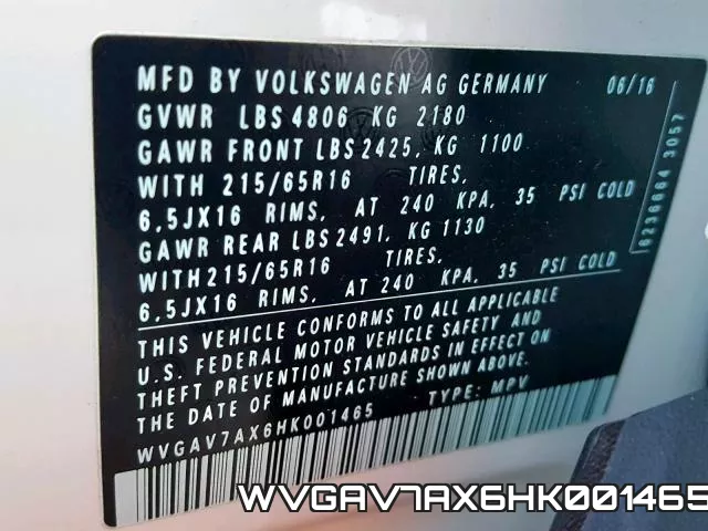 WVGAV7AX6HK001465 фото 2