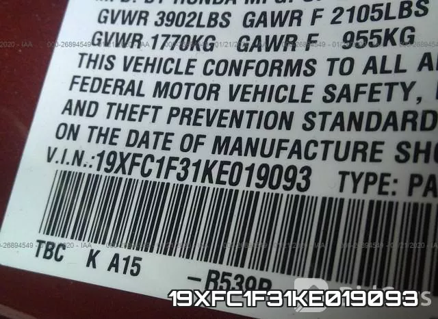 19XFC1F31KE019093 фото 10