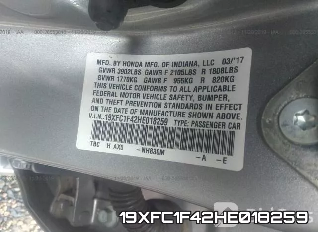 19XFC1F42HE018259 фото 10