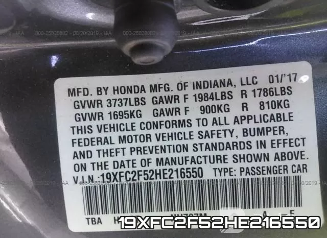19XFC2F52HE216550 фото 10