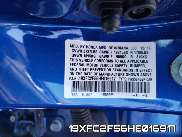 19XFC2F56HE016917 фото 2