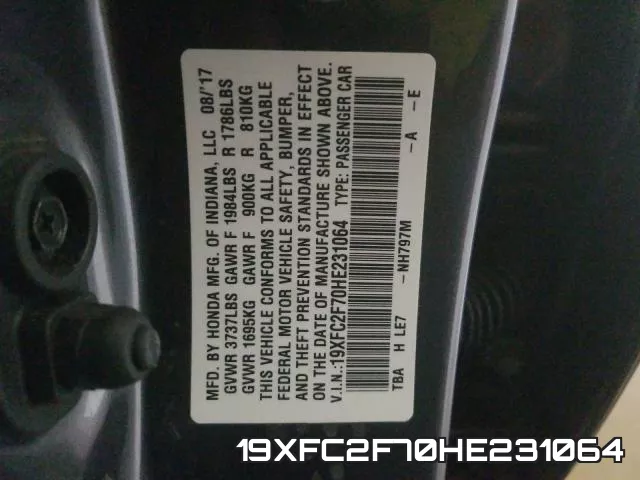 19XFC2F70HE231064 фото 2
