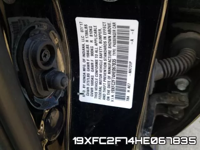 19XFC2F74HE067835 фото 2