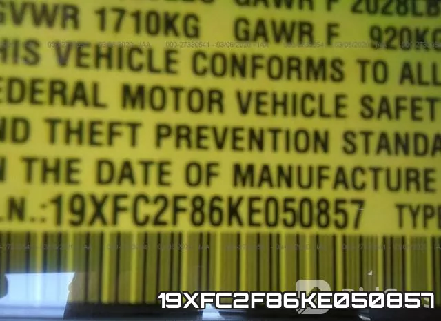 19XFC2F86KE050857 фото 10