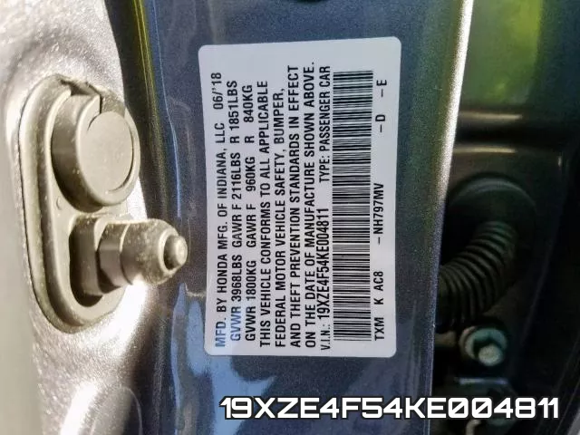 19XZE4F54KE004811 фото 2