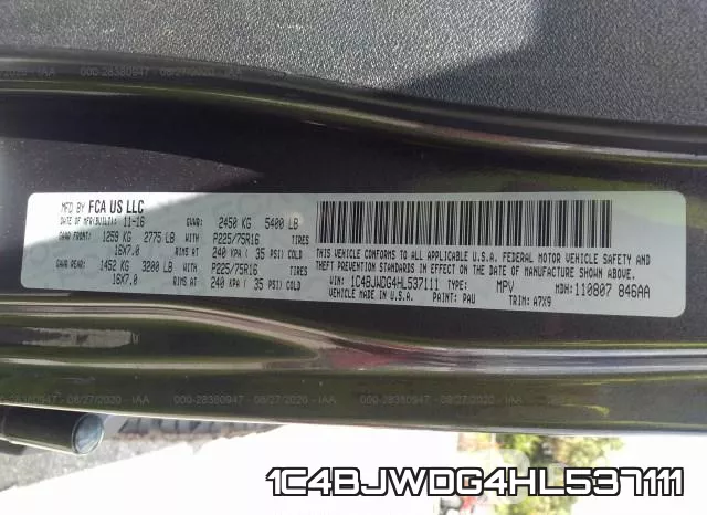 1C4BJWDG4HL537111 фото 10