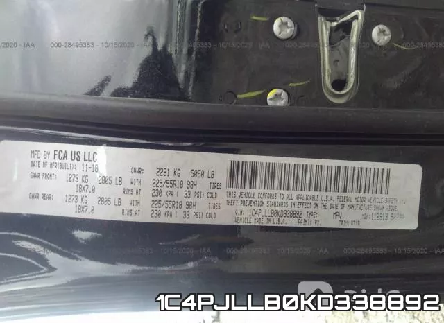 1C4PJLLB0KD338892 фото 9