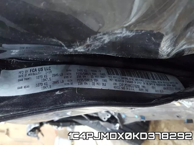 1C4PJMDX0KD378292 фото 2
