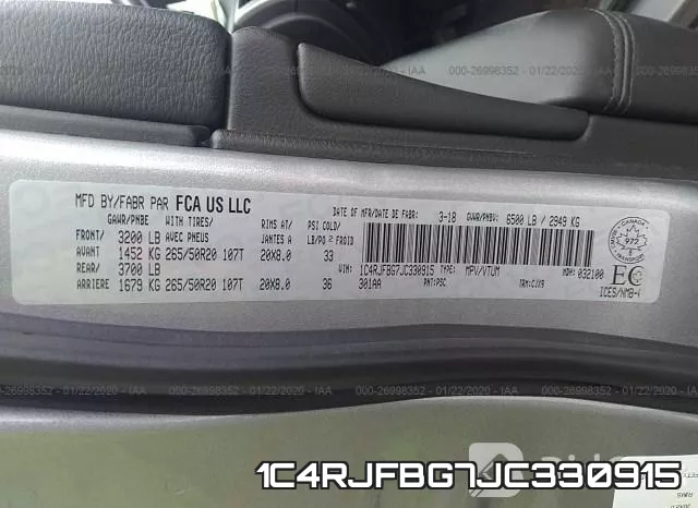 1C4RJFBG7JC330915 фото 10
