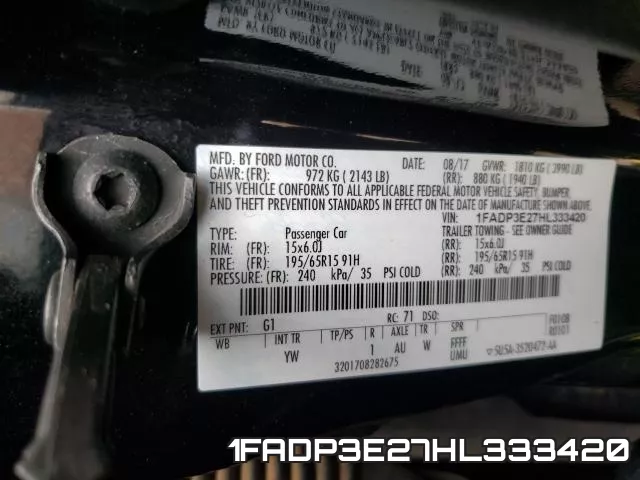 1FADP3E27HL333420 фото 2