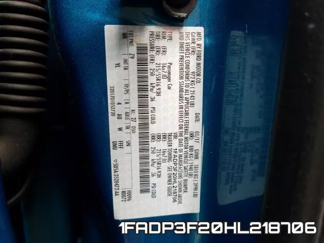 1FADP3F20HL218706 фото 2