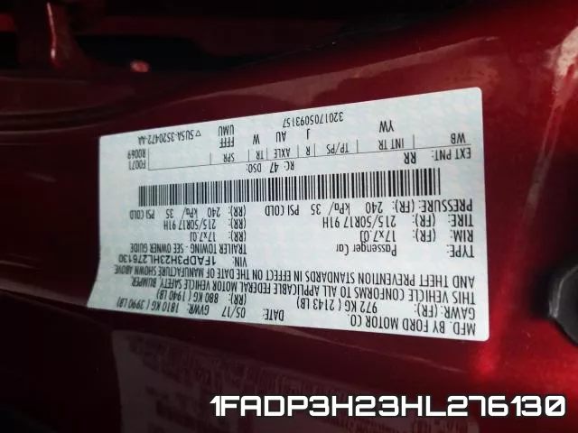 1FADP3H23HL276130 фото 2