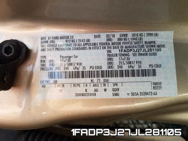 1FADP3J27JL281105 фото 2