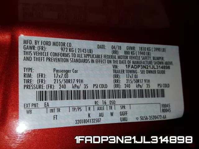 1FADP3N21JL314898 фото 2