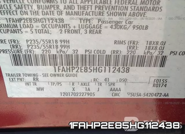 1FAHP2E85HG112438 фото 10