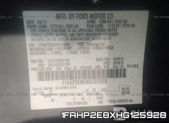 1FAHP2E8XHG125928 фото 10