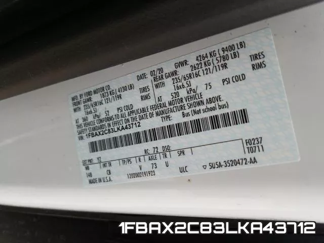 1FBAX2C83LKA43712 фото 2