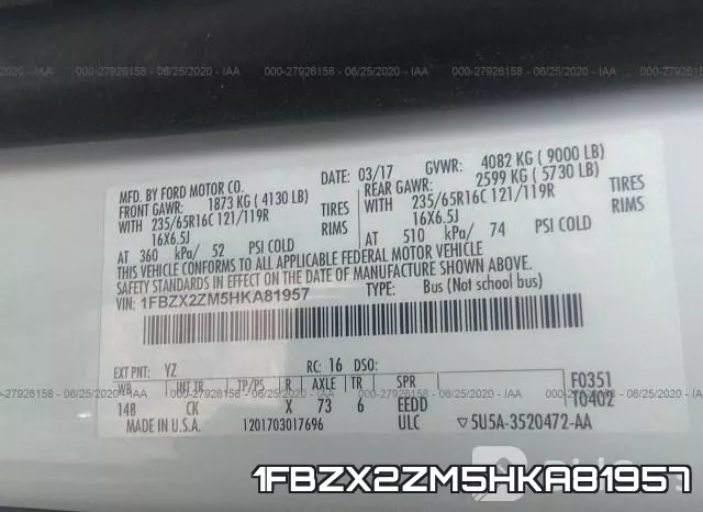 1FBZX2ZM5HKA81957 фото 10