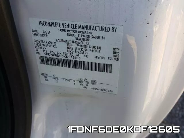 1FDNF6DE0KDF12605 фото 2
