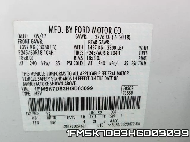1FM5K7D83HGD03099 фото 2