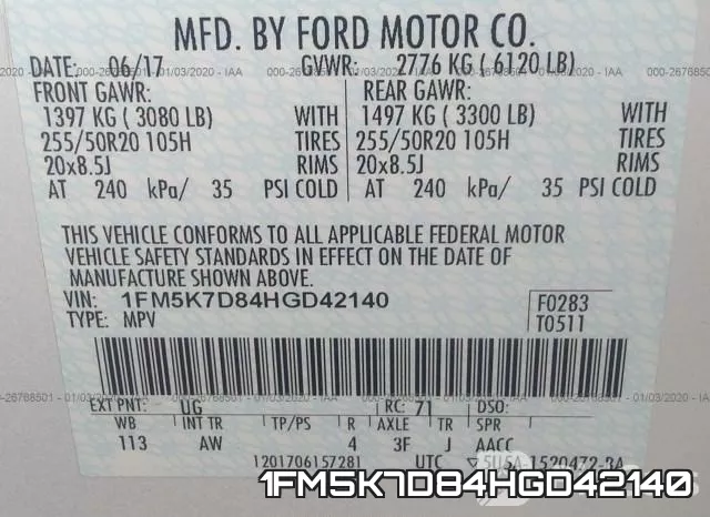 1FM5K7D84HGD42140 фото 10