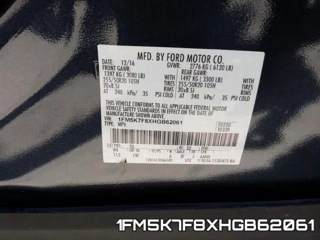 1FM5K7F8XHGB62061 фото 2