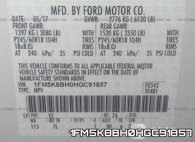 1FM5K8BH0HGC91857 фото 10