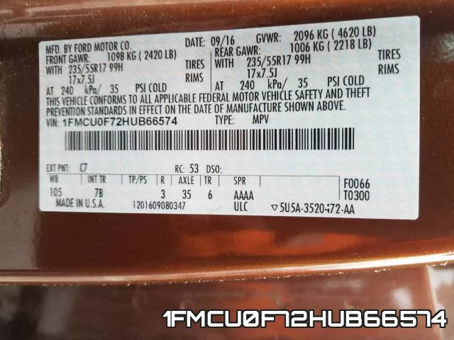 1FMCU0F72HUB66574 фото 2