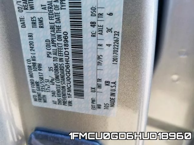 1FMCU0GD6HUD18960 фото 2