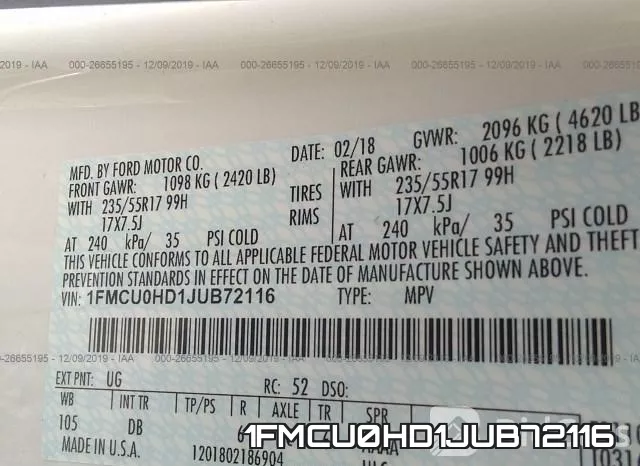 1FMCU0HD1JUB72116 фото 10