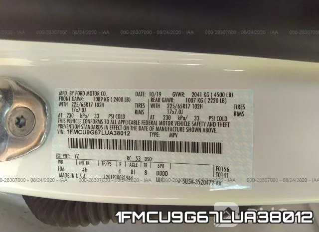1FMCU9G67LUA38012 фото 10