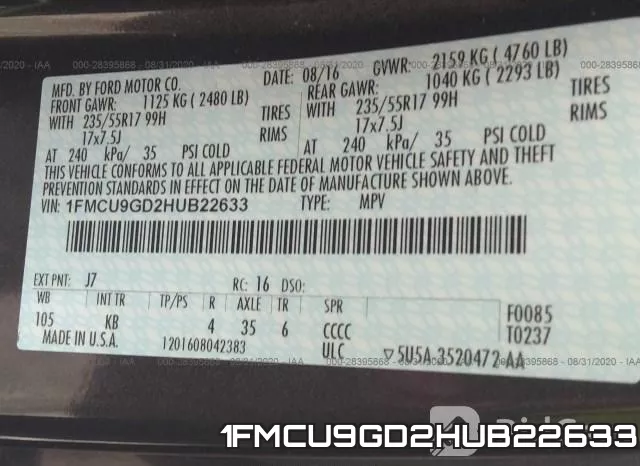 1FMCU9GD2HUB22633 фото 10