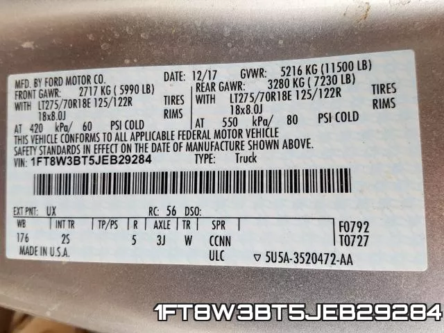 1FT8W3BT5JEB29284 фото 2