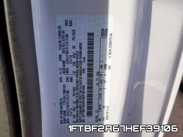 1FTBF2A67HEF39106 фото 2