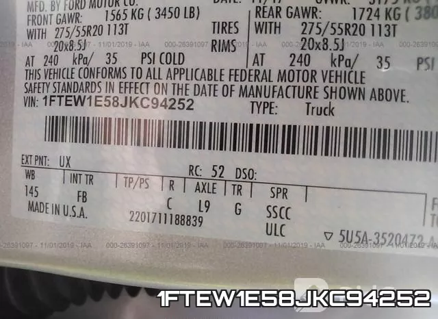 1FTEW1E58JKC94252 фото 9