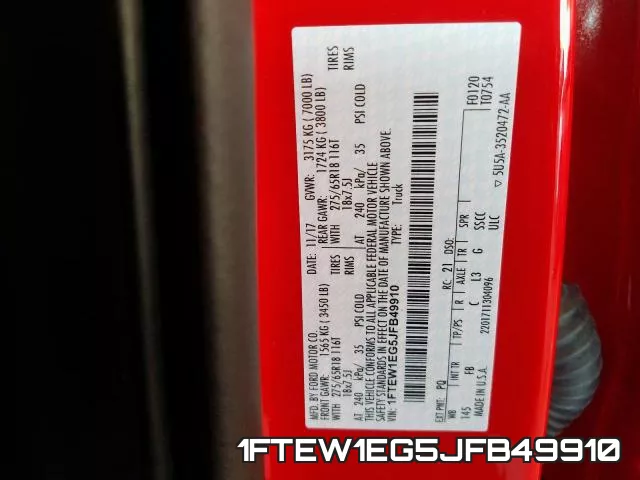 1FTEW1EG5JFB49910 фото 2