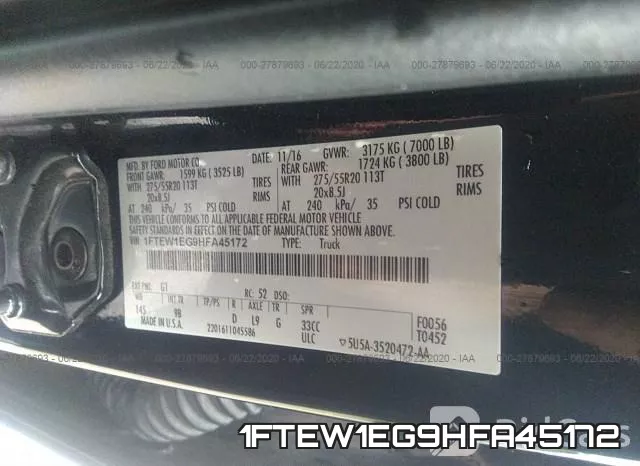 1FTEW1EG9HFA45172 фото 10