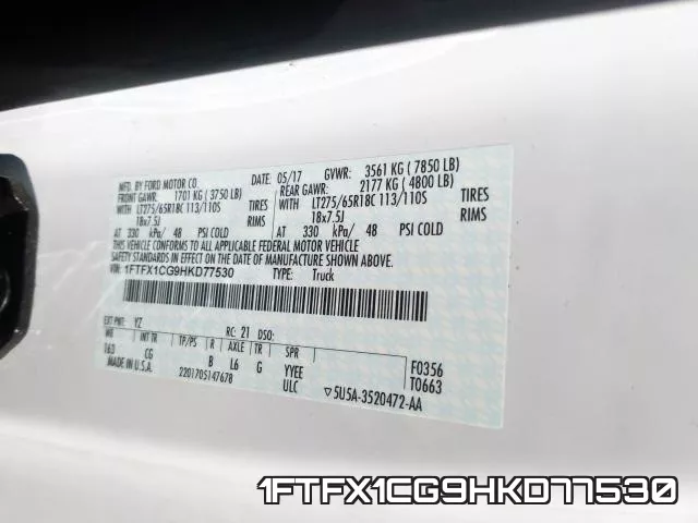 1FTFX1CG9HKD77530 фото 2