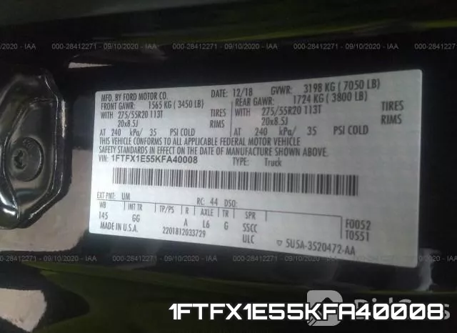 1FTFX1E55KFA40008 фото 10