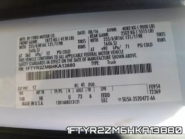 1FTYR2ZM6HKA13880 фото 2