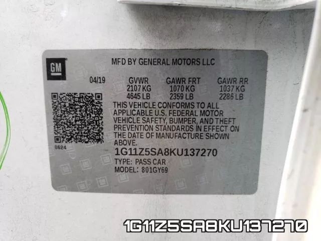 1G11Z5SA8KU137270 фото 2